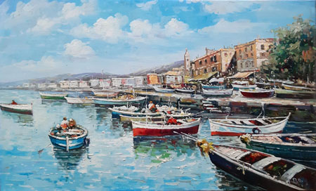 2157-T3 | 90cm x 60cm | bateaux à quai 